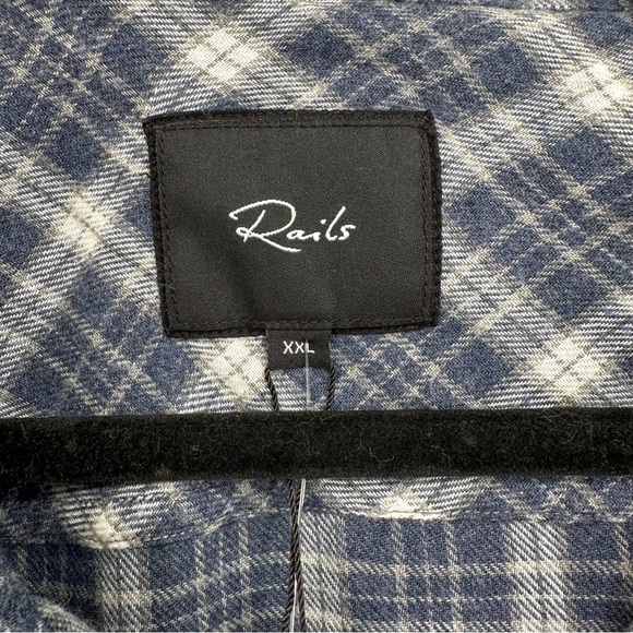 Rails Men's Brushed Lennox Long Sleeve Flannel Denim White Grey Blue XXL - Picture 5 of 7